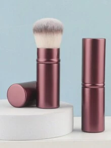 RANCAI 1pc Portable Retractable Blush Brush, Makeup Brush For Powder, Purple - Burgundy - View 1