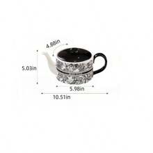 Home Tea Set Gift Box With Ceramic Tea Pot, Forest Cup, Saucer And Fruit Flower Tea, Perfect For Health Enthusiasts Back To School - Black - View 2