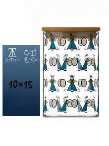 1入組帶竹蓋玻璃食品收納容器，具密封性的玻璃儲物罐，可用於廚房和儲藏室的儲物，適用於納麵、咖啡豆、麵粉、糖等