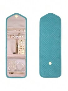 1pc Exquisite Portable Travel Jewelry Storage Box, Mini Simple Jewelry Organizer, Foldable Jewelry Roll For Necklaces, Earrings, Bracelets