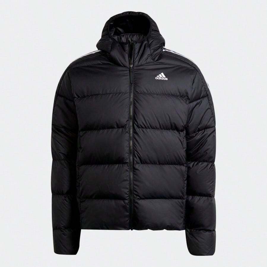 Adidas Men's Essentials Midweight Down Hooded Jacket - Black - View 1
