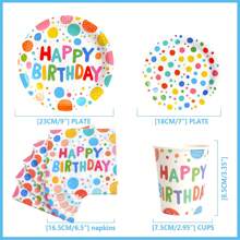 Happy Birthday Party Supplies Set, Disposable Paper Birthday Plates, Napkins, Cups And Colorful Decoration Items, Stylish Party Gift,Christmas