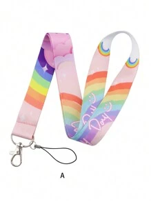 1 pièce Porte-cartes mignon arc-en-ciel avec cordon