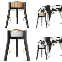 Adjustable Dog Bowl Stand For Medium Large & Extra Large Dogs, 3 Adjustable Tall Dog Food Stand, Adjustable Wide 17.8-27.1cm Heights 25-30-34cm, Raised Dog Bowl Holder, Elevated Dog Bowl & Water Feeder (Bowl Not Included) - Black - View 2