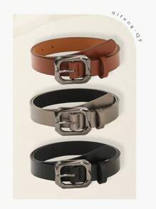 3pcs Black Square Buckle Belts For Daily Life, Suitable For Dresses, T-Shirts, Casual Pants, Fashion Elegant Women Waist Belts Summer, School Fall, Autumn, Halloween - Multicolor - View 8