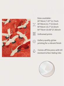 1 Pieza Pinturas De Lienzo De Imágenes De Animales, Arte De Pared De Grulla Coronada Roja, Impresión De Póster Japonés, Arte De Grulla Roja, Pintura De Pared Roja, Decoración De Pared Para Sala De Estar, Dormitorio, Oficina, Restaurante, Club, Tienda, Decoración Del Hogar, Regalo Creativo, Sin Marco