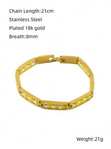 1 pièce Bracelet en acier inoxydable de mode de personnalité pour femmes, bijoux de bracelet en acier de titane de couleur or 18K
