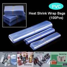 100 个 PVC 热收缩包装袋，6-50 厘米宽收缩膜透明密封膜防尘热收缩膜袋，无味透明包装自制 DIY 家居项目礼物沐浴球肥皂情人节 - 無色 - 查看 9
