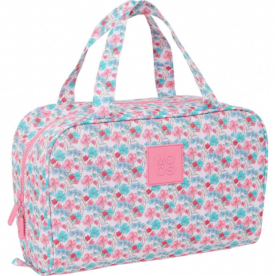 Rectangular Bag Moos "Flowers" - Officially Licensed Toiletry Bag - Elegant Design - Ideal For Travel And Daily Use - Resistant Material - Secure Zipper Closure - 彩色 - 查看 1