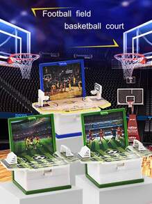 1pc Creative Sports-Style 3D Foldable Book Keychain, Football/Basketball Foldable Book Keychain, Gifts For Football & Basketball Fans (Random Sticker Design And Court Color) - Multicolor - View 3