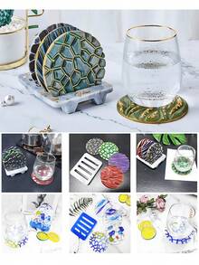 1 Set DIY Crystal Drop Resin Mold With Four Wave Coasters And A Coaster Table Silicone Mold Suitable For Daily Household Coasters - Multicolor - View 6