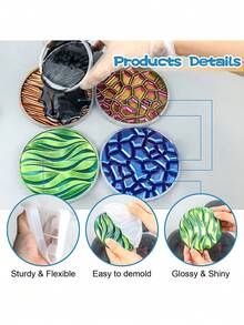 1 Set DIY Crystal Drop Resin Mold With Four Wave Coasters And A Coaster Table Silicone Mold Suitable For Daily Household Coasters - Multicolor - View 7