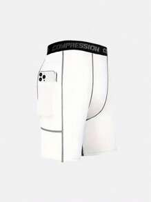KOVSEE Pocket Skinny Compression Workout Shorts Basketball Training 5-Point Pants Breathable High Elasticity Base Layer Tight Pants Running Fitness Swim Trunks