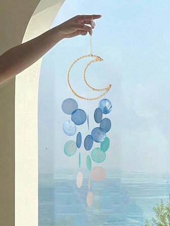Moon Shell Wind Chime Dream Catching Net Wind Chime Room Balcony Wall Decoration Pendant Aerial Hanging Decoration,Home Decor ,Room Decor,Wall Decor Gifts Birthday Graduation