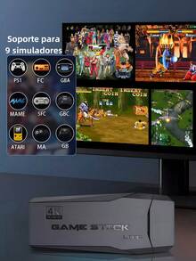 Consola de videojuegos retro M8,  Game Stick Lite 2023 HD Nuevo. Videojuego con Más de 10000 juegos Incorporados.2 gamepad inalámbrico, Soporte de salida de alta definición - Negro - Ver 3