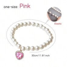 1pc Cat Beaded Necklace, Cute Highly Attractive Rhinestone-Studded Dog & Cat Collar, Decorative Item For Photo-Shooting, Necklace Resistant To Cat Bites And Licks - Baby Pink - View 6