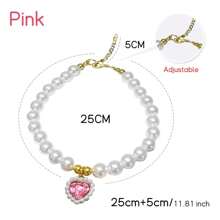 1pc Cat Beaded Necklace, Cute Highly Attractive Rhinestone-Studded Dog & Cat Collar, Decorative Item For Photo-Shooting, Necklace Resistant To Cat Bites And Licks - Baby Pink - View 7