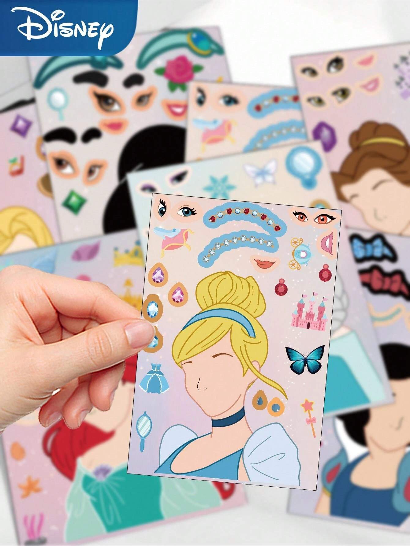 8pcs Official Cartoon Princess Puzzle Stickers DIY Jigsaw Assembling