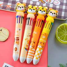 1pc European And American Style Tiger Cartoon Pattern 10-Color Press Ballpoint Pen (Random Design) For Students - Multicolor - View 2