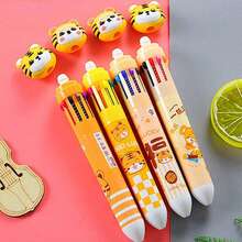 1pc European And American Style Tiger Cartoon Pattern 10-Color Press Ballpoint Pen (Random Design) For Students - Multicolor - View 4