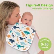 Benxoine 10-Pack Burp Cloths For Baby Boys And Girls - Organic Baby Burp Cloth,Baby Washcloths, Burp Rags, Large Neutral Burp Clothes For Newborn - khủng long - Xem 6