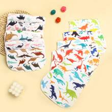Benxoine 10-Pack Burp Cloths For Baby Boys And Girls - Organic Baby Burp Cloth,Baby Washcloths, Burp Rags, Large Neutral Burp Clothes For Newborn - khủng long - Xem 2