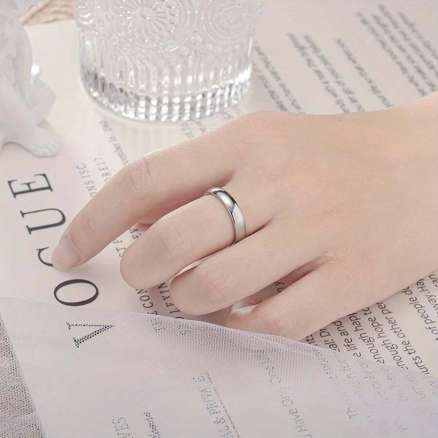 Fashion Jewelry Plain Titanium Steel Couple Ring For Men And Women S925