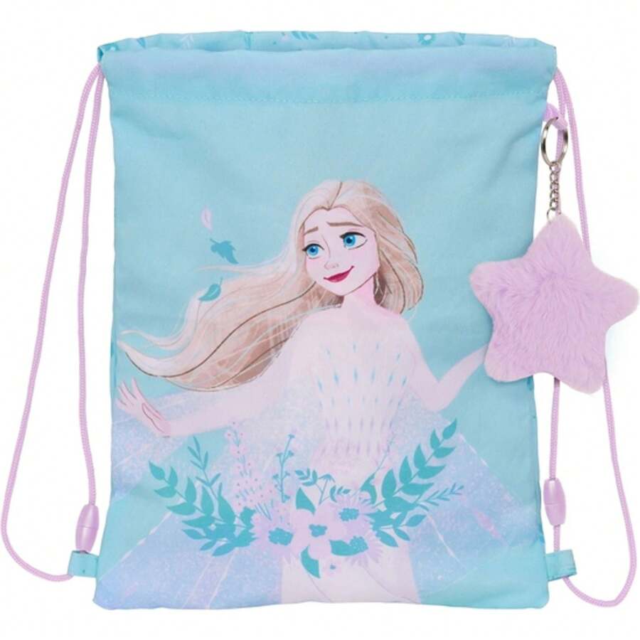 Disney Junior Frozen Ii Flat Bag "Hello Spring" - Officially Licensed Flat Bag - Elegant Design - Ideal For Daily Use - Lightweight Material - Adjustable Drawstring Closure - 彩色 - 查看 1