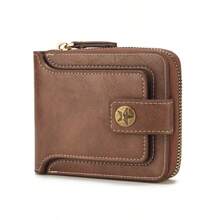 1 Pc Customized Photo Wallet,Personalized Picture Wallet, Short Wallet, Men's Zipper Wallet, Brown Color Custom Leatherette Wallet, Large Capacity Wallet, Multi-Card Slot Wallet, Custom Photo PU Leather Wallet, Money Holder, Personalized Father's Day Gift, Dad Wallet, Anniversary Gifts, Birthday Gift For Dad, Wedding Gift, Valentine's Day Present, Graduation Gift, Gift For Boyfriend/Him/Classmates/Dad/Husband