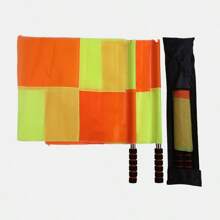 2pcs Geometric Border Referee Flag Set, Square And Checkered Design For Football/Soccer And Other Sports - Yellow - View 6