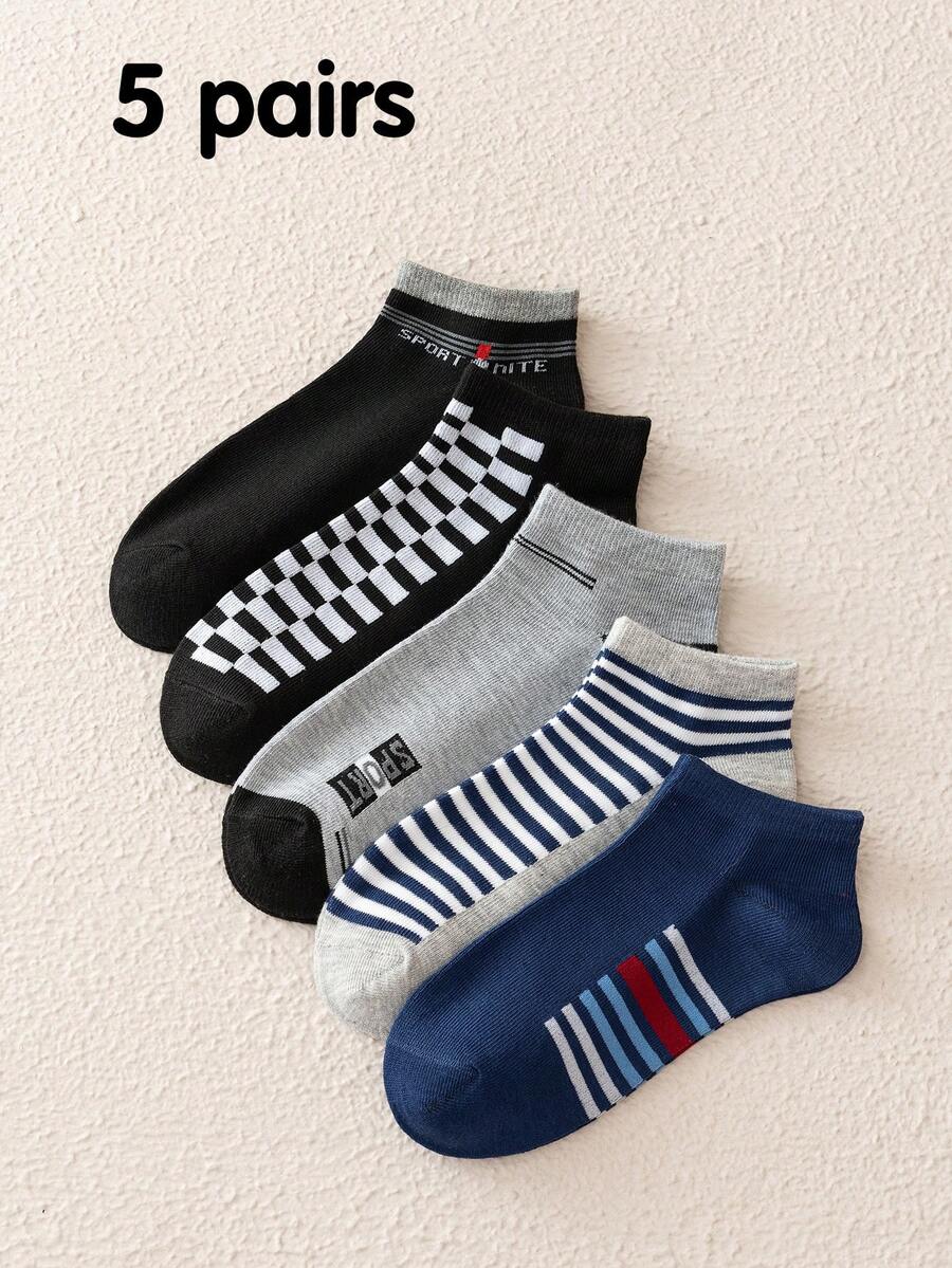 5 Đôi Tất Ngắn Mỏng Mùa Hè Cho Bé Trai Nhóm E, Co Giãn, Đen, Trắng, Xám, Xanh Dương, Trắng, Tất Ngắn Thoáng Khí Trẻ Trung, Hình Thoi, Chấm Bi, Sóng, Sọc, Chữ Cái, Nam Thiếu Niên, Học Sinh Trung Học Cơ Sở Và Trung Học Phổ Thông, Đại Học Sinh viên, Học kỳ mới, Xuân hè, Thu đông, Tất ngắn, Cổ điển và hiện đại, Giản dị, Đa năng, Tất nam trẻ trung - Nhiều màu - Xem 1