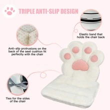 L-Shape Cat Paw Cushion, Kawaii Chair Pillow Faux Rabbit Fur,Gaming Chair Cushion For Gamer Girl, Comfy Plush Seat Cushion For Room Decor, Office Chair Cushion Cute - 白色 - 查看 5