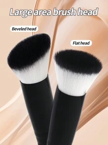 Juego de 2 pinceles de maquillaje MAANGE con pincel de base de cabeza plana grande + pincel de base de cabeza plana y redonda. Herramientas de maquillaje con fibra suave para un fácil transporte, pincel para viajes, pincel de base, pincel corrector, pincel de rubor, pincel contorneador, pincel de rubor, pincel bronceador, pincel de polvo, pincel de base, pincel de rubor - Negro - Ver 7