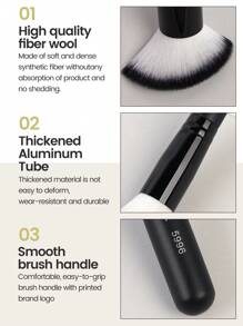 Juego de 2 pinceles de maquillaje MAANGE con pincel de base de cabeza plana grande + pincel de base de cabeza plana y redonda. Herramientas de maquillaje con fibra suave para un fácil transporte, pincel para viajes, pincel de base, pincel corrector, pincel de rubor, pincel contorneador, pincel de rubor, pincel bronceador, pincel de polvo, pincel de base, pincel de rubor - Negro - Ver 9