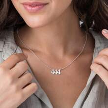 1條不鏽鋼幸運數字項鍊,歐美簡約款18k鈦鋼111-999數字掛墜項鍊,男女情侶配飾 - 銀色 - 查看 2