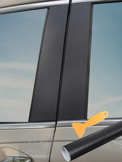 1pc/2pcs DIY Matte Carbon Fiber Black Car Wrap Sticker Kit, Customizable Combination, Carbon Fiber Texture Rearview Mirror Sticker, Vinyl Wrap, Car Scratch Protection Film Decal, Suitable For Windows, Elegant Car Sticker, Applicable To Cars, Computers, Bicycles, Suitable For Decorating Rearview Mirrors, Car Accessories, Women Car Supplies