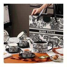 Home Tea Set Gift Box With Ceramic Tea Pot, Forest Cup, Saucer And Fruit Flower Tea, Perfect For Health Enthusiasts Back To School - Black - View 5