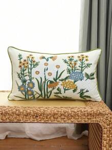 Miater 1pc Flower Embroidery Cushion Cover Without Filler - Multicolor - View 13