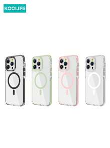 Koolife 1pc 2.0mm High Transparent PC Backplate With Magnetic Wireless Charging, Detachable Lanyard Hole Stand, Side Color Inlay, One-Piece Molded Lens Frame, Full Coverage Phone Protective Case Compatible With Apple 16/16 Pro/16 Plus/16 Pro Max, 11/11 Pro/11 Pro Max, 12/12 Pro/12 Pro Max, 13/13 Pro/13 Plus, 14/14 Pro/14 Plus/14 Pro Max, 15/15 Pro/15 Plus/15 Pro Max - màu đen - Xem 5