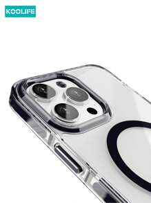 Koolife 1pc 2.0mm High Transparent PC Backplate With Magnetic Wireless Charging, Detachable Lanyard Hole Stand, Side Color Inlay, One-Piece Molded Lens Frame, Full Coverage Phone Protective Case Compatible With Apple 16/16 Pro/16 Plus/16 Pro Max, 11/11 Pro/11 Pro Max, 12/12 Pro/12 Pro Max, 13/13 Pro/13 Plus, 14/14 Pro/14 Plus/14 Pro Max, 15/15 Pro/15 Plus/15 Pro Max - màu đen - Xem 2
