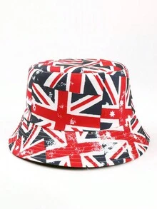 1 Chiếc Mũ Xô Họa Tiết Cờ, Mũ Thông Thường Chống Nắng Có Thể Điều Chỉnh, Thích Hợp Cho Bé Trai Và Bé Gái Du Lịch Xuân Thu Hoặc Kỳ Nghỉ Đi Biển - Nhiều màu - Xem 3