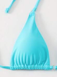 Ladies Solid Color Sexy Bikini Top With Fresh Style Summer Beach - Mint Blue - View 3