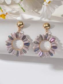 1pair Bohemian Handmade Crystal Beaded Sunflower Earrings, Sweet Circle & Geometric Ear Ornament Ideal For Women's Daily Life Or Vacation Valentines,Mom,Mother,Mother's Day,Gift - Earrings - View 24