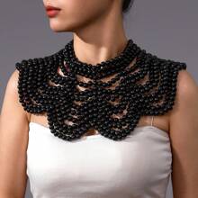 1pc Exaggerated Women's Multi-Color Bohemian Wood Beaded Shawl Necklace For Party Accessories