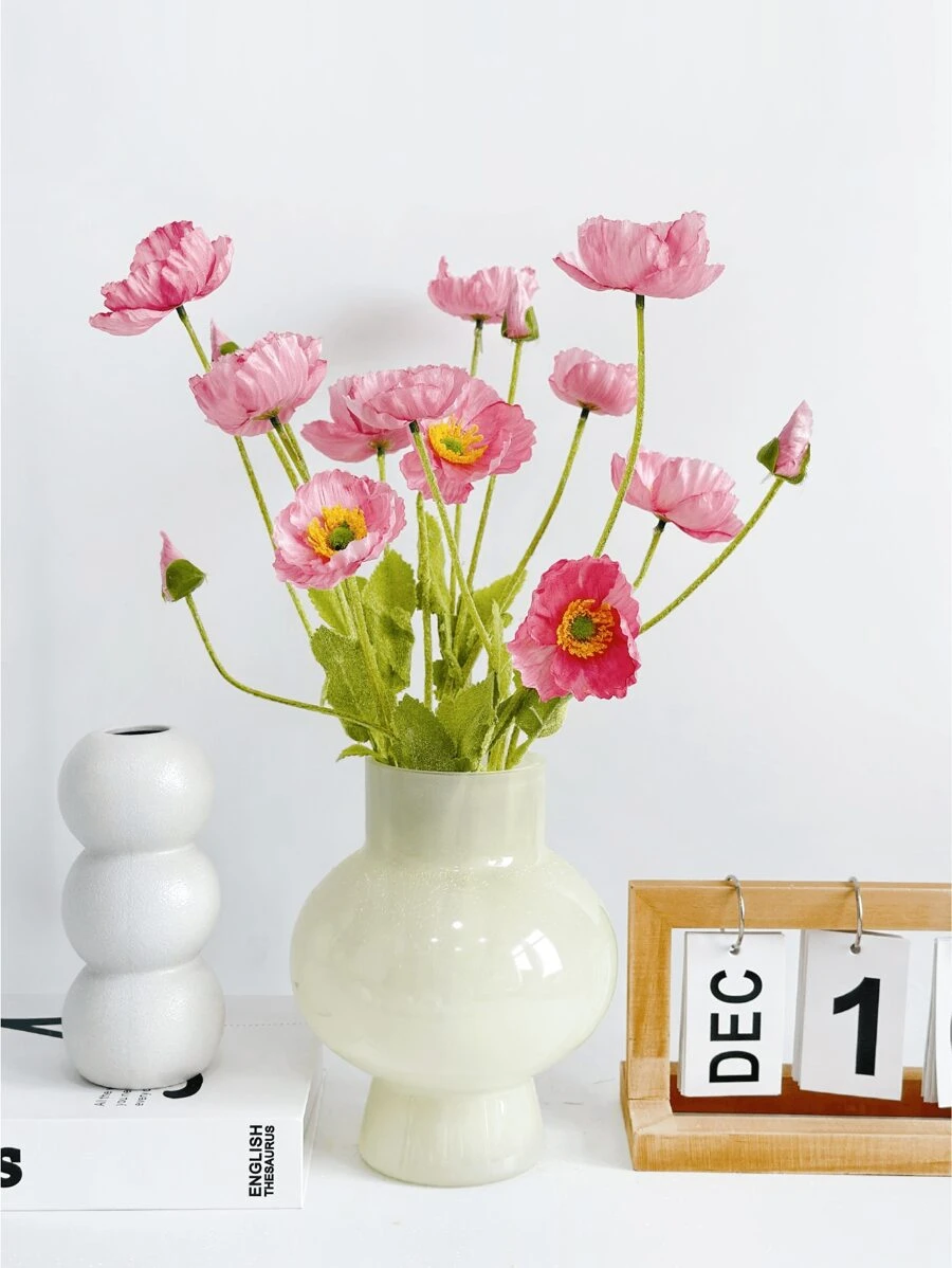 1/2/4 bông hoa anh túc nhân tạo, dài 59cm, 4 bông mỗi cành, kiểu dáng tối giản hiện đại, có thể uốn cong và không phai màu - Thích hợp để tự làm tường hoa, trang trí cảnh quan, cắm hoa trong bình ở phòng khách và phòng ngủ, đám cưới, tiệc tùng, trang trí nhà cửa, trang trí bàn làm việc, trang trí phòng, đồ dùng học tập.
