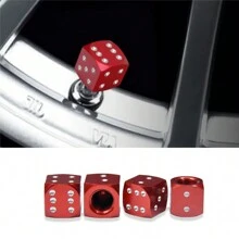 4 pièces Caps de valve en aluminium de style dé à coudre (rouge), ajustement universel, protection contre la poussière et accessoire de roue élégant pour voitures et motos