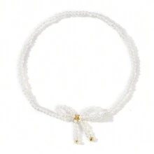 淺奶蜜黃色FGB珠編織蝴蝶結手鍊珠寶，輕奢可愛風格，適用於日常佩戴和禮物 - FG-B24042701 - 查看 7