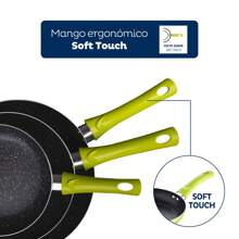 San Ignacio Set 3pz padelle (20+24+28cm) alluminio pressato verde con Set 3pz pentole in acciaio inox - Multicolore - Visualizzare 5