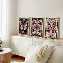 3pcs Scandinavian Folk Art Vintage Floral And Butterfly Prints, Nordic Printing Wall Art, Bedroom Living Room Home Decor, Norwegian Poster, Gallery Wall Home Decor, Bedroom Corridor Wall Art Decor, Ideal Gift, Wall Art, Wall Decor, Room Decor - 3PCS - View 7