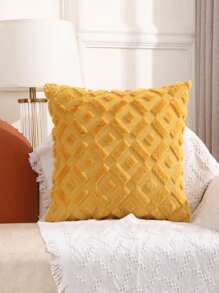 Miater 1入組幾何樣式長毛絨刺繡枕套 - 黃色 - 查看 17